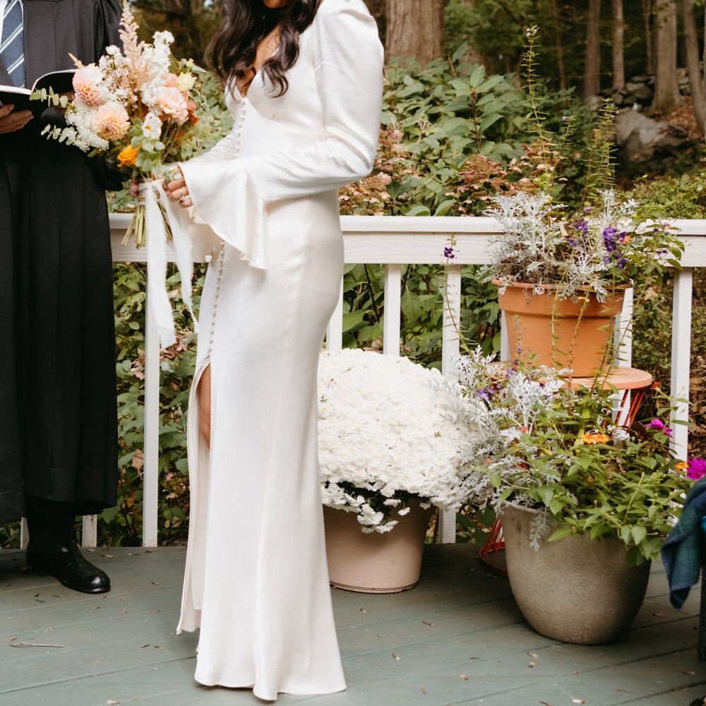 Shona Joy La Lune Frill Cuff Bias Midi Dress - Cr… - image 2